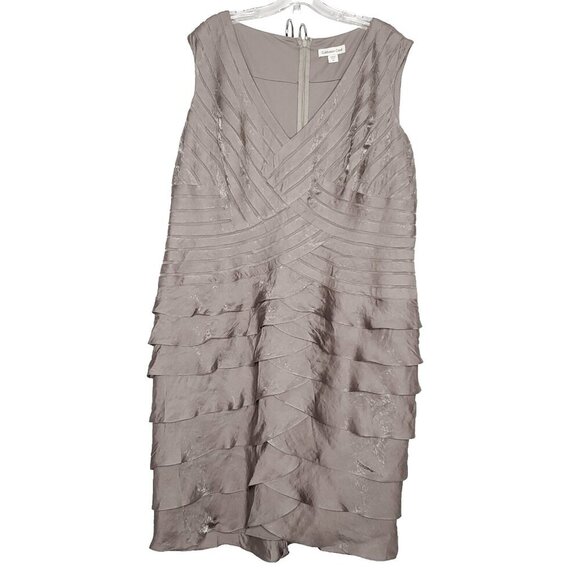 Coldwater Creek Dresses & Skirts - Coldwater Creek Dress Sz 20 Taupe Gray Shimmer Tiered Ruffle Sleeveless Evening
